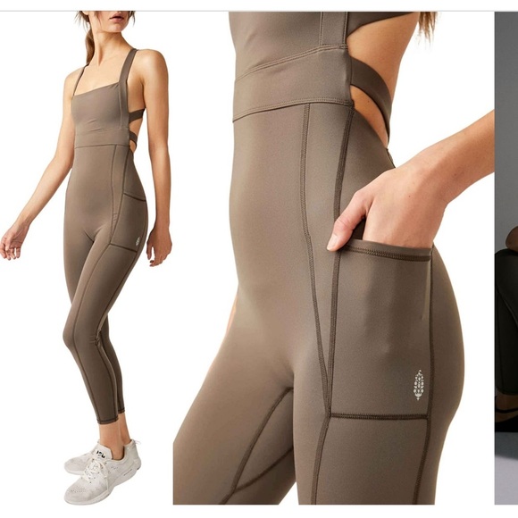 Free People Taupe Open Back Jumpsuit - Picture 1 of 14